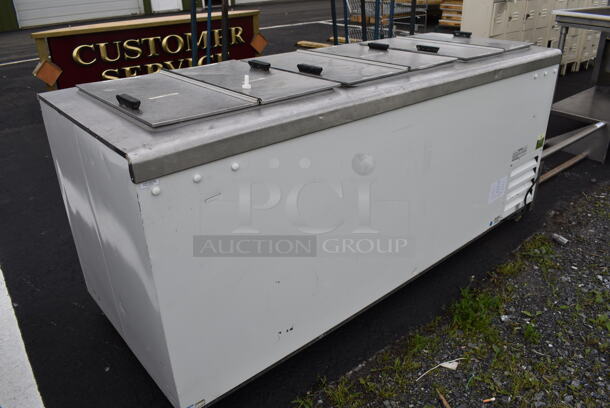 Excellence Stainless Steel Commercial Chest Freezer w/ 2 Center Hinge Lid. 81x31x34. Tested and Working! - Image 4 of 8