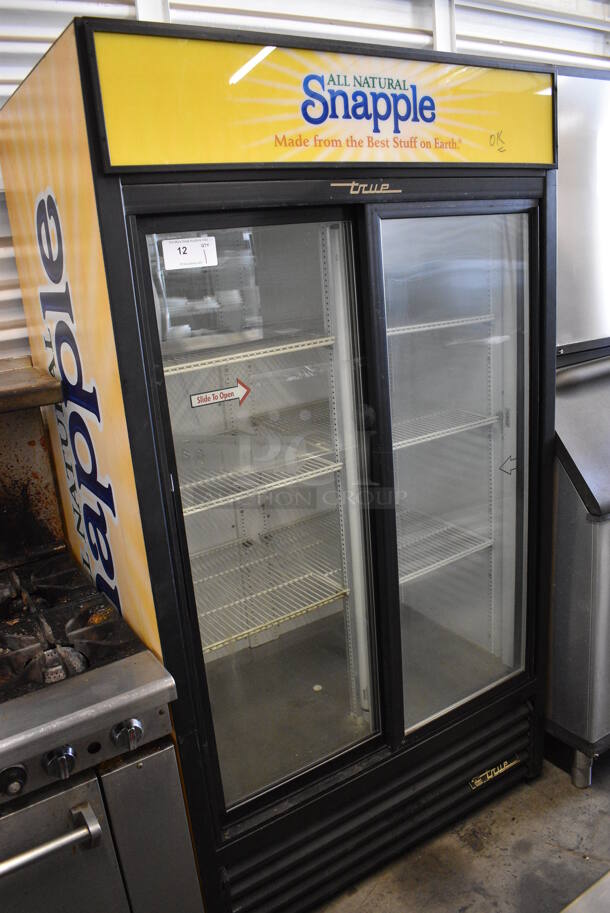 GREAT! 2011 True Model GDM-37 ENERGY STAR Metal Commercial 2 Door Reach In Cooler Merchandiser w/ Poly Coated Racks and Sliding Doors. 115 Volts, 1 Phase. 43.5x29x79. Tested and Working! - Image 2 of 6