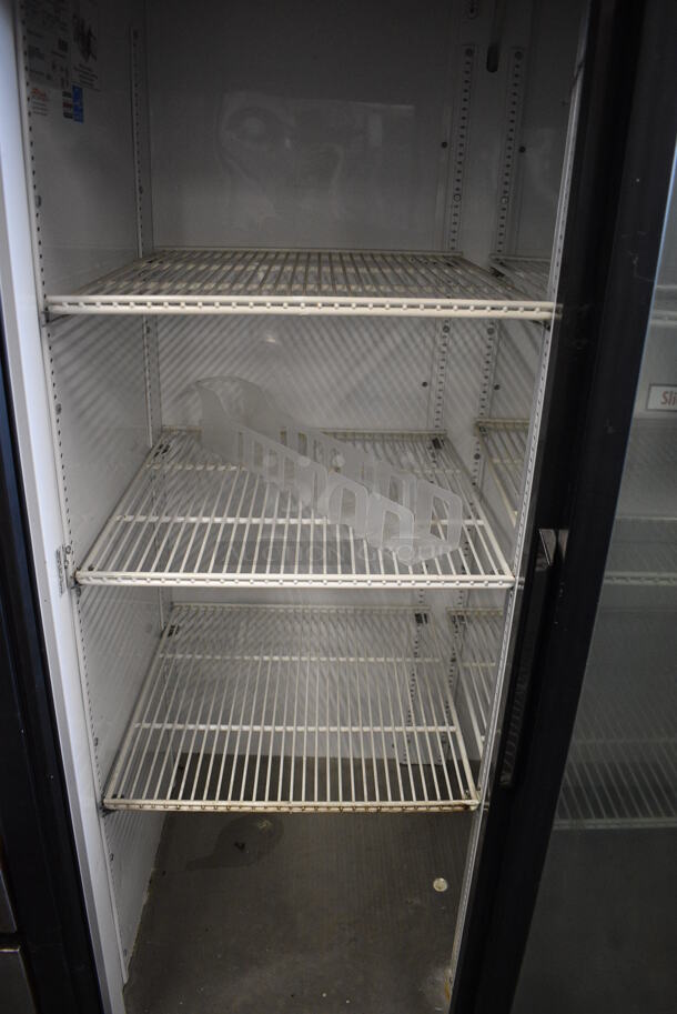 GREAT! 2011 True Model GDM-37 ENERGY STAR Metal Commercial 2 Door Reach In Cooler Merchandiser w/ Poly Coated Racks and Sliding Doors. 115 Volts, 1 Phase. 43.5x29x79. Tested and Working! - Image 5 of 6