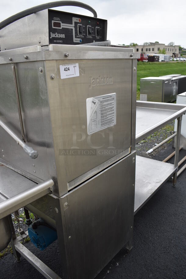 FANTASTIC! Jackson Model 200B Stainless Steel Commercial Straight Pass Through Dishwasher. 208/230 Volts, 1 Phase. Goes GREAT w/ Items 423 and 425! 31x27x64 - Image 1 of 8