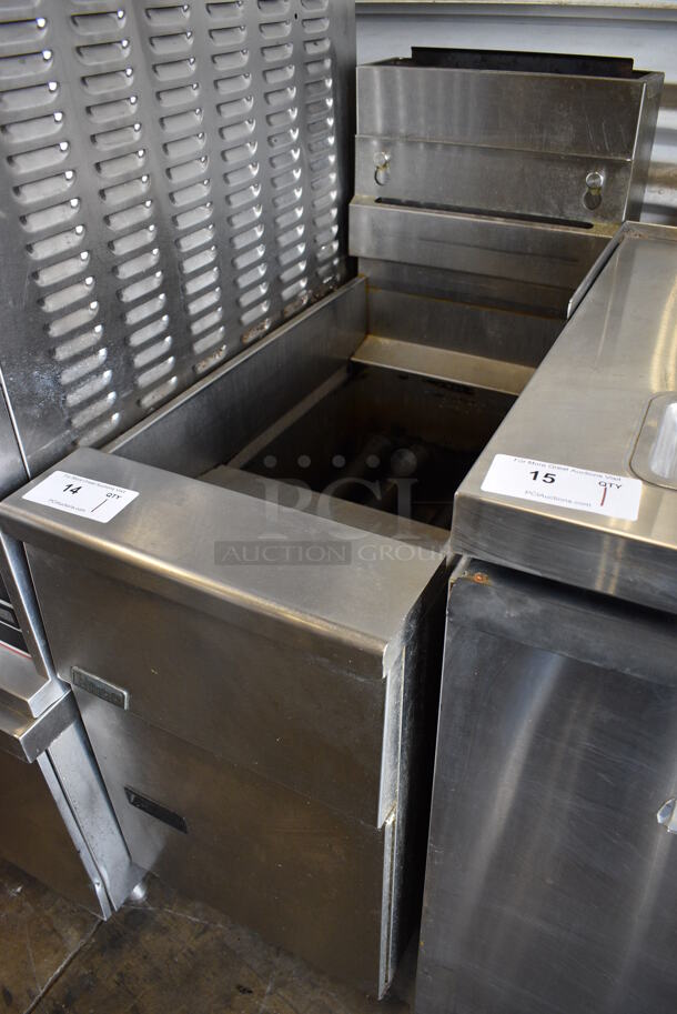 NICE! 2016 Pitco Frialator Model SG14 Stainless Steel Commercial Floor Style Natural Gas Powered Deep Fat Fryer on Commercial Casters. 15.5x34.5x46 - Image 2 of 7