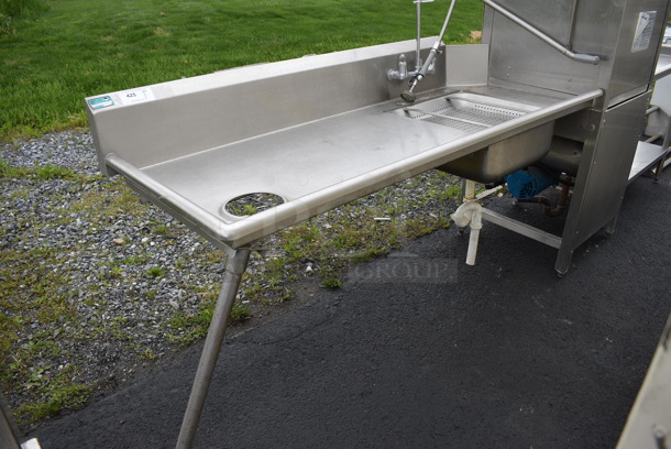 Stainless Steel Commercial Left Side Dirty Side Dishwasher Table w/ 1 Leg. Goes GREAT w/ Items 423 and 424! 71x30x42