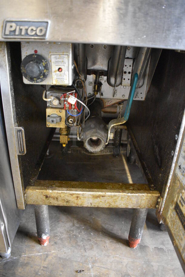 NICE! 2016 Pitco Frialator Model SG14 Stainless Steel Commercial Floor Style Natural Gas Powered Deep Fat Fryer on Commercial Casters. 15.5x34.5x46 - Image 6 of 7