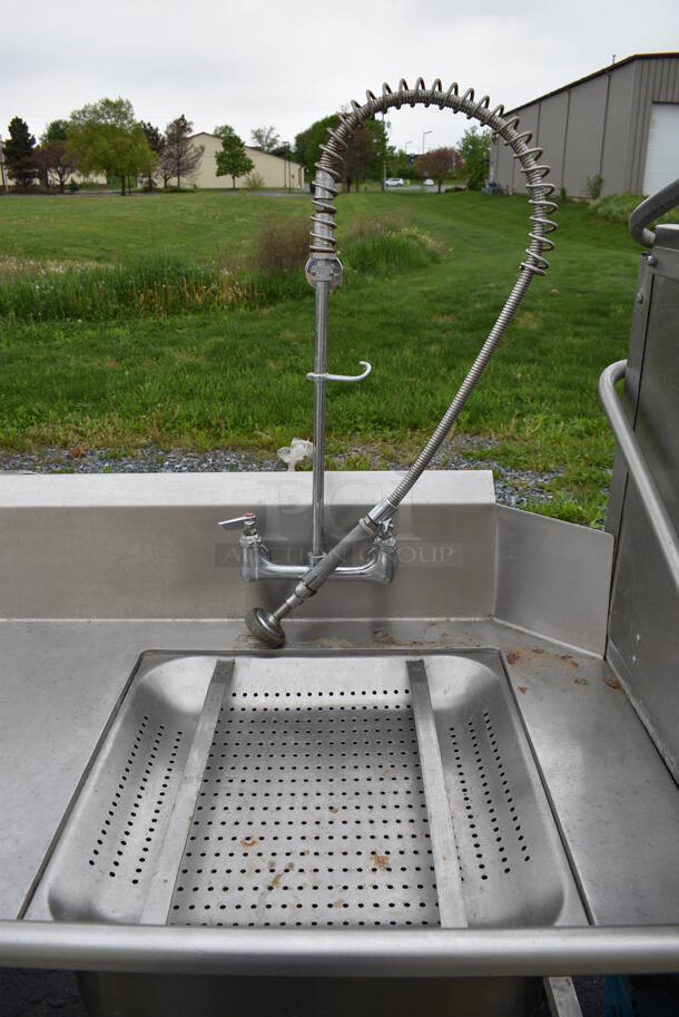 Stainless Steel Commercial Left Side Dirty Side Dishwasher Table w/ 1 Leg. Goes GREAT w/ Items 423 and 424! 71x30x42 - Image 3 of 4