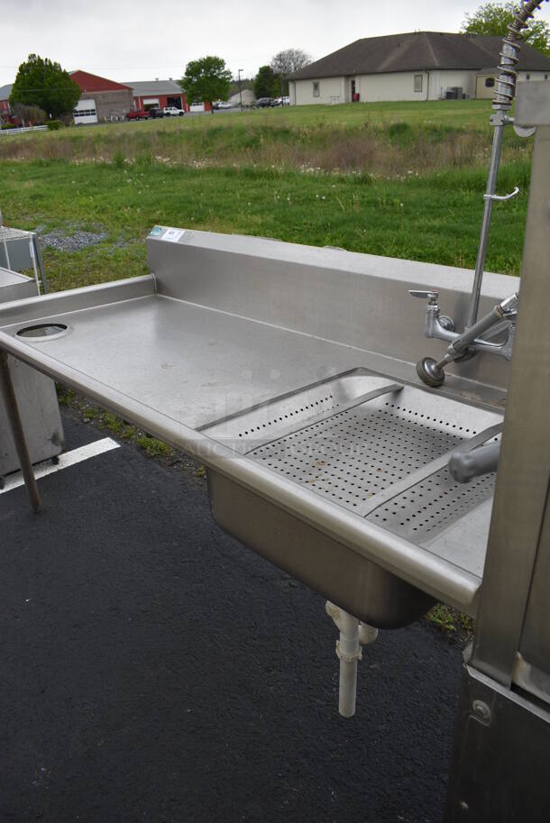 Stainless Steel Commercial Left Side Dirty Side Dishwasher Table w/ 1 Leg. Goes GREAT w/ Items 423 and 424! 71x30x42 - Image 4 of 4