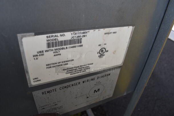 FANTASTIC! 2016 Manitowoc Model IY1496N-261 ENERGY STAR Stainless Steel Commercial Ice Machine Head on Stainless Steel Commercial Ice Bin w/ Manitowoc Model JC1395-261 Metal Commercial Remote Fan. 208-230 Volts, 1 Phase. 48x36x80, 30x30x32 - Image 12 of 12