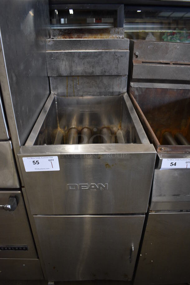 NICE! Dean Model SR42GNS Stainless Steel Commercial Floor Style Natural Gas Powered Deep Fat Fryer. 105,000 BTU. 15.5x30x47