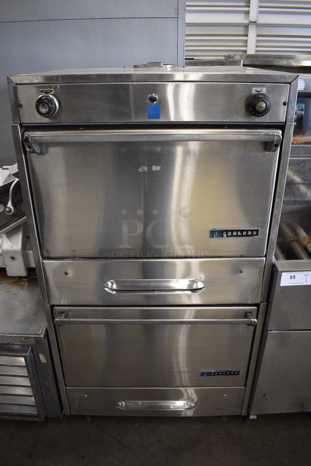 2 AWESOME! Garland Stainless Steel Commercial Natural Gas Powered Ovens w/ Metal Oven Racks and Thermostatic Controls. 30x32x58. 2 Times Your Bid!