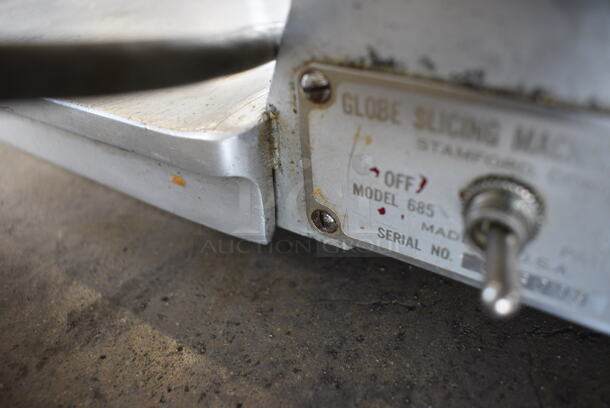 GREAT! Globe Model 685 Stainless Steel Commercial Countertop Meat Slicer w/ Blade Sharpener. 24x20x19. Tested and Does Not Power On - Image 8 of 8