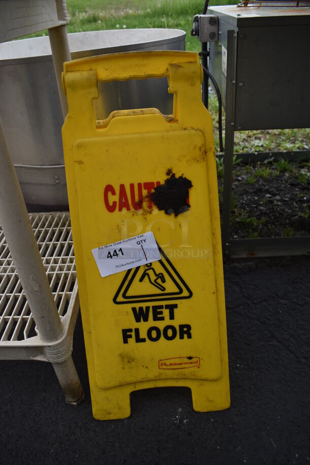Rubbermaid Yellow Poly Wet Floor Caution Sign. 11x1x26 - Image 1 of 2