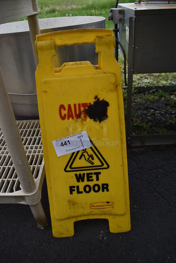 Rubbermaid Yellow Poly Wet Floor Caution Sign. 11x1x26