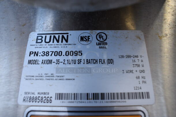 NICE! 2014 Bunn Model AXIOM-35-2 Stainless Steel Commercial Countertop 2 Burner Coffee Machine w/ Metal Brew Basket. 120/208-240 Volts, 1 Phase. 8x18x23 - Image 4 of 6