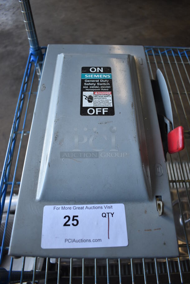 Siemens Gray Metal General Duty Safety Switch. 240 Volts, 1 Phase. 9x15.5x7 - Image 1 of 5