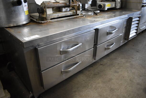 GREAT! Traulsen Stainless Steel Commercial 4 Drawer Chef Base on Commercial Casters. 81.5x34x25. Tested and Powers On But Does Not Get Cold - Image 2 of 3