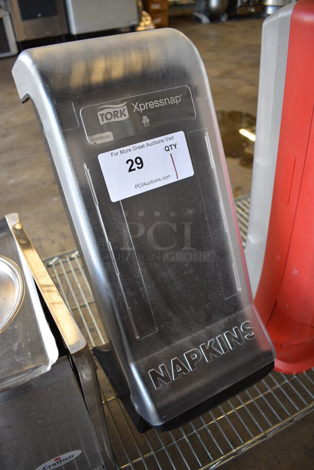 Tork Xpressnap Black and Clear Poly Countertop Napkin Dispenser. 7.5x11x22.5 - Image 3 of 3