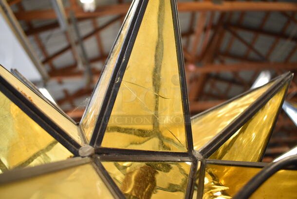 3 Amber Colored Moravian Star Lights. 20x20x20. 3 Times Your Bid! - Image 3 of 6