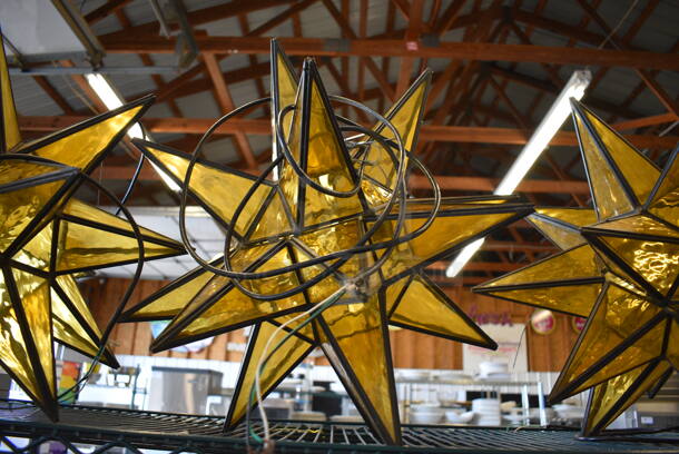 3 Amber Colored Moravian Star Lights. 20x20x20. 3 Times Your Bid! - Image 4 of 6