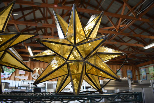 3 Amber Colored Moravian Star Lights. 20x20x20. 3 Times Your Bid! - Image 5 of 6