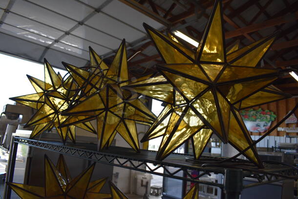 3 Amber Colored Moravian Star Lights. 20x20x20. 3 Times Your Bid! - Image 6 of 6
