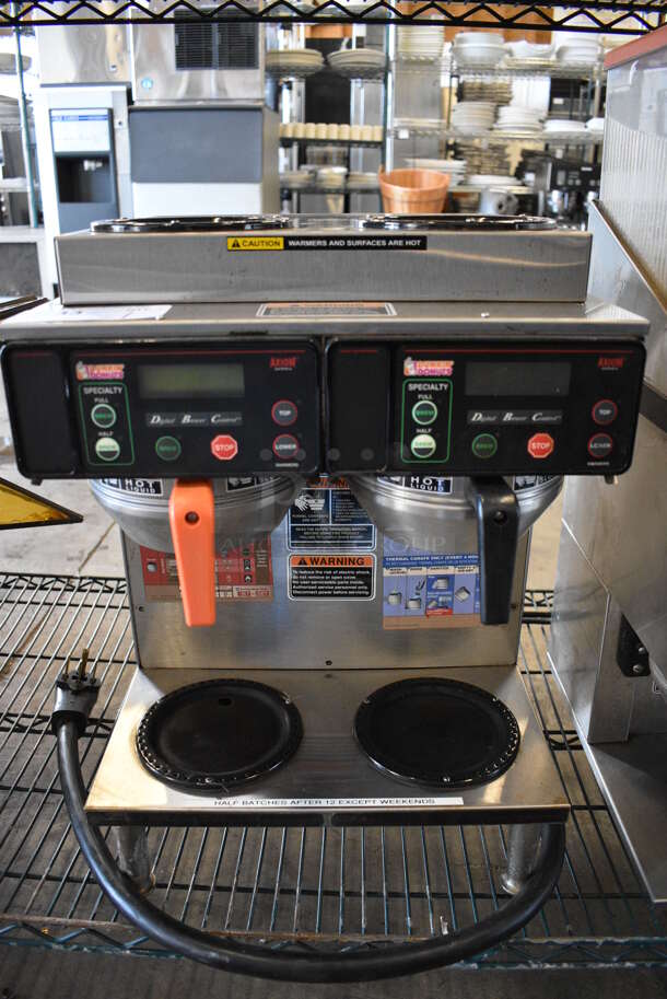GREAT! 2016 Bunn Model AXIOM 2/2 TWIN Stainless Steel Commercial Countertop 4 Burner Range w/ 2 Metal Brew Basket. 120/208-240 Volts, 1 Phase. 16x18x23.5 - Image 1 of 7