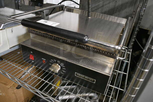 NICE! Chef-Built Mdoel CPG-175 Stainless Steel Commercial Countertop Electric Powered Panini Press w/ Thermostatic Controls. 120 Volts, 1 Phase. 18x18x10. Cannot Test Due To Cut Power Cord - Image 3 of 7
