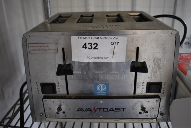 Avatoast Model CT-100 Stainless Steel Commercial Countertop 4 Slot Toaster. 120 Volts, 1 Phase. 12.5x10.5x9