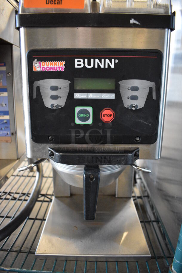NICE! 2014 Bunn Model MHG Stainless Steel Commercial Countertop 2 Hopper Coffee Bean Grinder. 120 Volts, 1 Phase. 9x17.5x29. Tested and Working! - Image 4 of 8