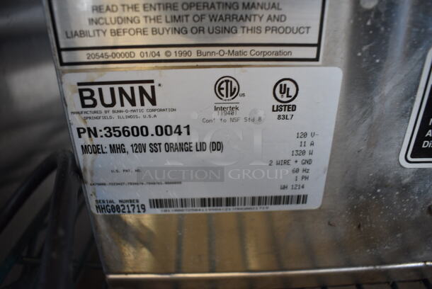 NICE! 2014 Bunn Model MHG Stainless Steel Commercial Countertop 2 Hopper Coffee Bean Grinder. 120 Volts, 1 Phase. 9x17.5x29. Tested and Working! - Image 7 of 8