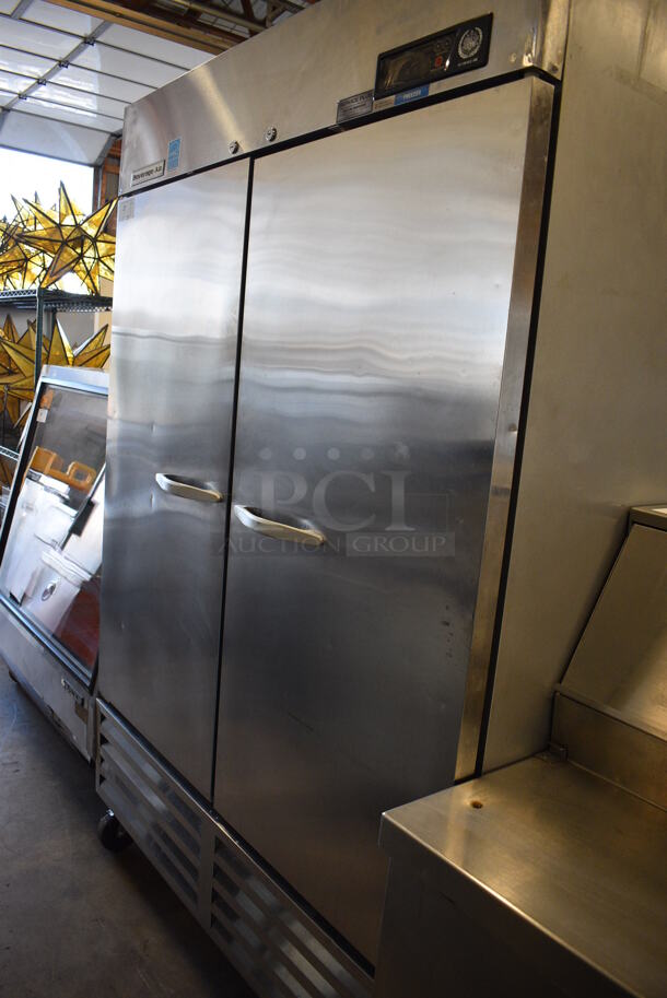 GREAT! Beverage Air Model KF48-1AS ENERGY STAR Stainless Steel Commercial 2 Door Reach In Freezer w/ Poly Coated Racks on Commercial Casters. 115 Volts, 1 Phase. 54.5x32x84. Tested and Powers On But Does Not Get Cold - Image 2 of 7