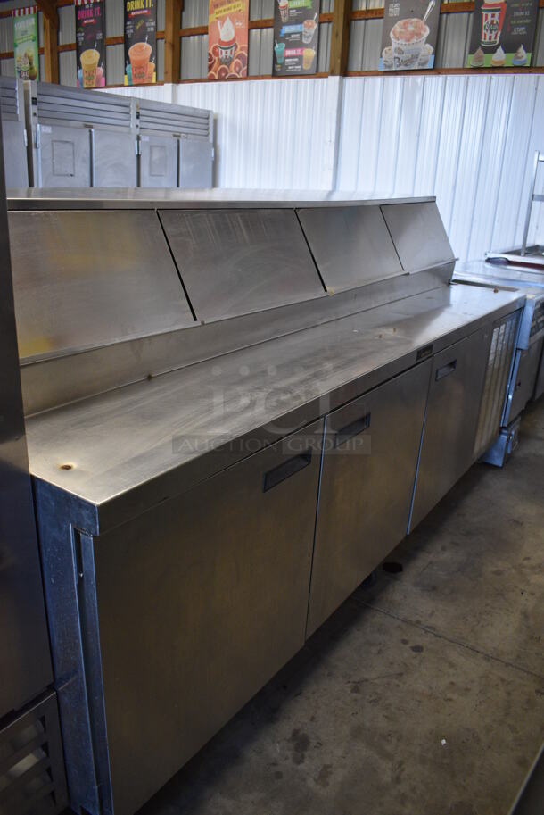 SWEET! Delfield Stainless Steel Commercial Sandwich Salad Prep Table Bain Marie Mega Top w/ 4 Lids and 3 Doors on Commercial Casters. 99x32x52. Could Not Test - Unit Trips Breaker - Image 3 of 10