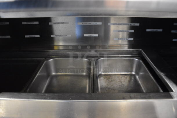 SWEET! Delfield Stainless Steel Commercial Sandwich Salad Prep Table Bain Marie Mega Top w/ 4 Lids and 3 Doors on Commercial Casters. 99x32x52. Could Not Test - Unit Trips Breaker - Image 5 of 10