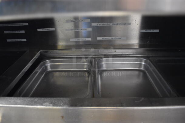 SWEET! Delfield Stainless Steel Commercial Sandwich Salad Prep Table Bain Marie Mega Top w/ 4 Lids and 3 Doors on Commercial Casters. 99x32x52. Could Not Test - Unit Trips Breaker - Image 6 of 10