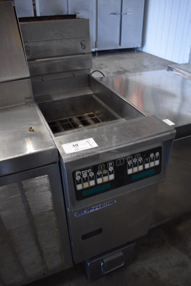 WOW! Pitco Frialator Model SFSSH55 Solstice Supreme Stainless Steel Commercial Natural Gas Powered Deep Fat Fryer on Commercial Casters. 80,000 BTU. 16x34.5x48 - Image 3 of 7