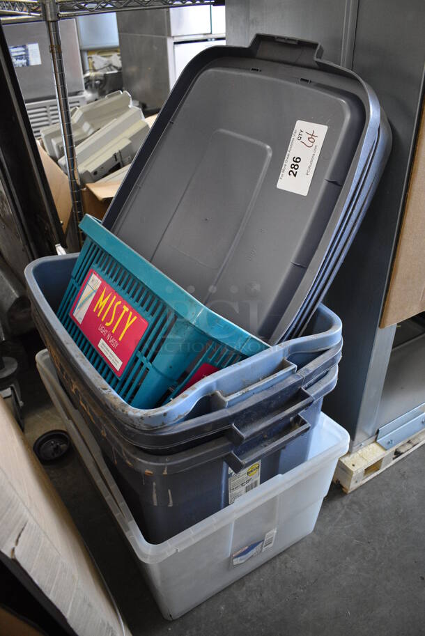 ALL ONE MONEY! Lot of Various Poly Bins and Lids! Includes 22x16x10 - Image 2 of 4