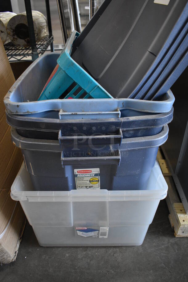 ALL ONE MONEY! Lot of Various Poly Bins and Lids! Includes 22x16x10 - Image 3 of 4