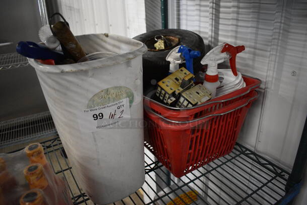ALL ONE MONEY! Lot of 2 Bins of Various Items Including Cleaning Brushes, Tire and Spray Bottles! - Image 2 of 5