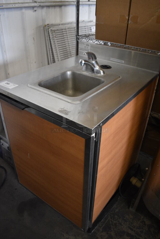 NICE! 2017 Duke Model SUB-PS-24-CM Stainless Steel Commercial Counter w/ Sink Basin, Faucet, Handles and Wood Pattern Doors. 24x30x40 - Image 2 of 6