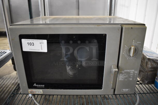 Amana Model RCS10DA Metal Commercial Countertop Microwave Oven. 120 Volts, 1 Phase. 22x19x15