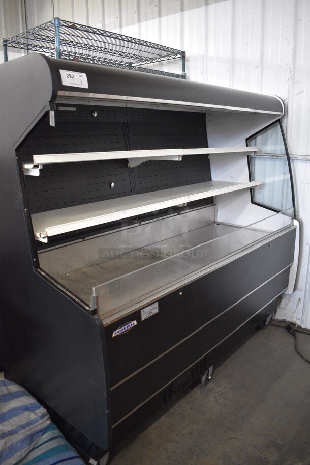 NICE! Federal Model RSSM660SC-3 Metal Commercial Grab N Go Open Merchandiser w/ Metal Shelves on Commercial Casters. 120/208-240 Volts, 1 Phase. 71x35.5x65.5