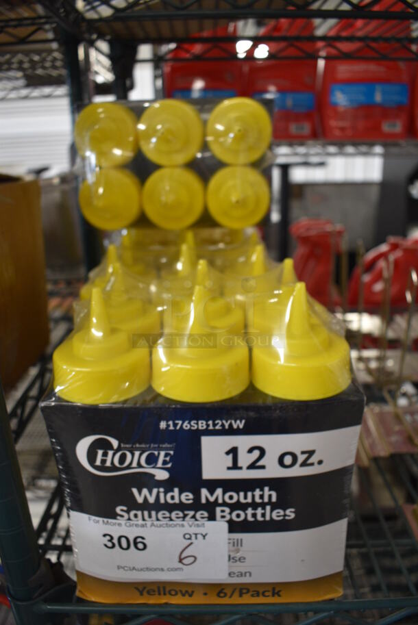 6 BRAND NEW! Packs of 6 Choice Yellow Poly Condiment Bottles. 36 Bottles Total. 2.5x2.5x8.5. 6 Times Your Bid! - Image 1 of 2