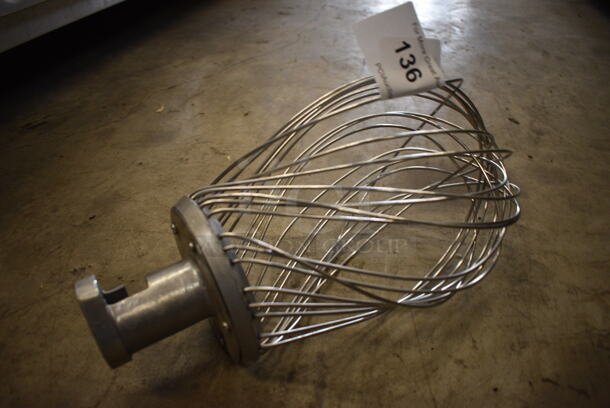 Metal Commercial Whisk Attachment for 20 Quart Hobart Mixer. 8x8x15
