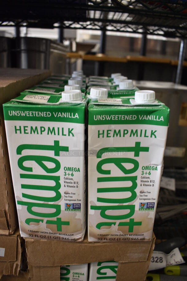 48 Hempmilk Tempt Unsweetened Vanilla Creamy Non-Dairy Beverage Bottles. 3.5x2.5x8. 48 Times Your Bid!