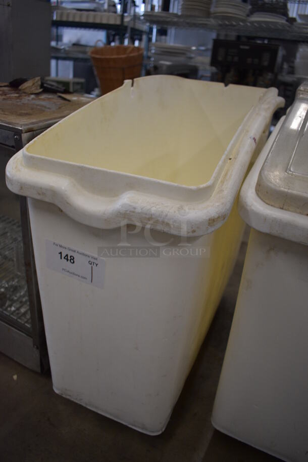 White Poly Ingredient Bin on Commercial Casters. 13x29x27 - Image 2 of 3