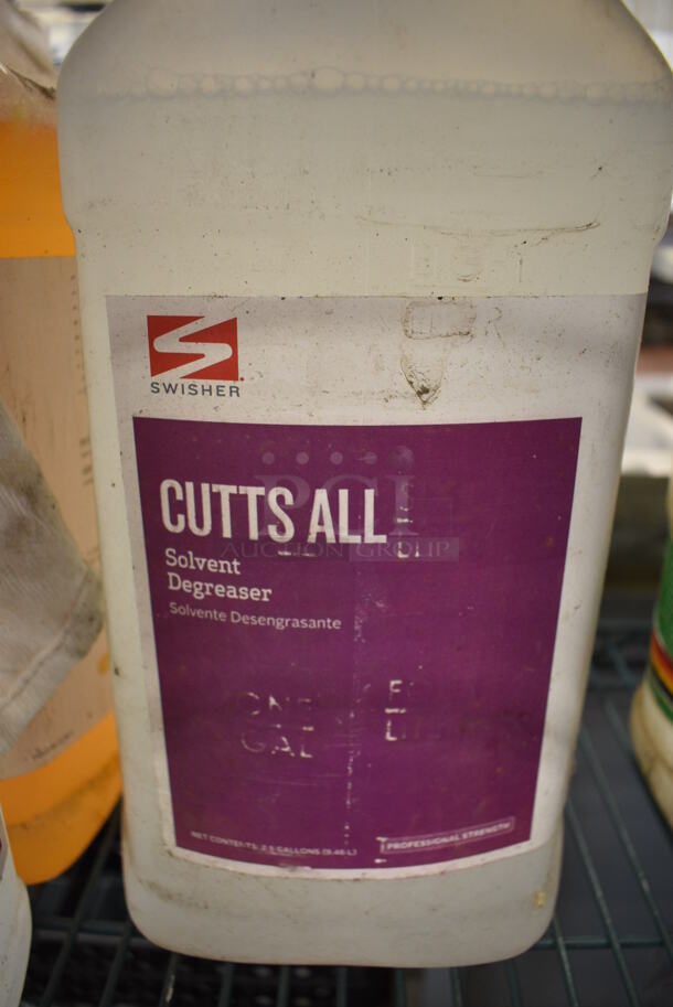 3 Various Cleaner Jugs; Power Foam Plus Meat Room Cleaner, Cutts All Degreaser and Warewashing Detergent. 9x6x15. 3 Times Your Bid! - Image 3 of 5