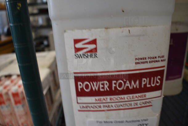 3 Various Cleaner Jugs; Power Foam Plus Meat Room Cleaner, Cutts All Degreaser and Warewashing Detergent. 9x6x15. 3 Times Your Bid! - Image 4 of 5