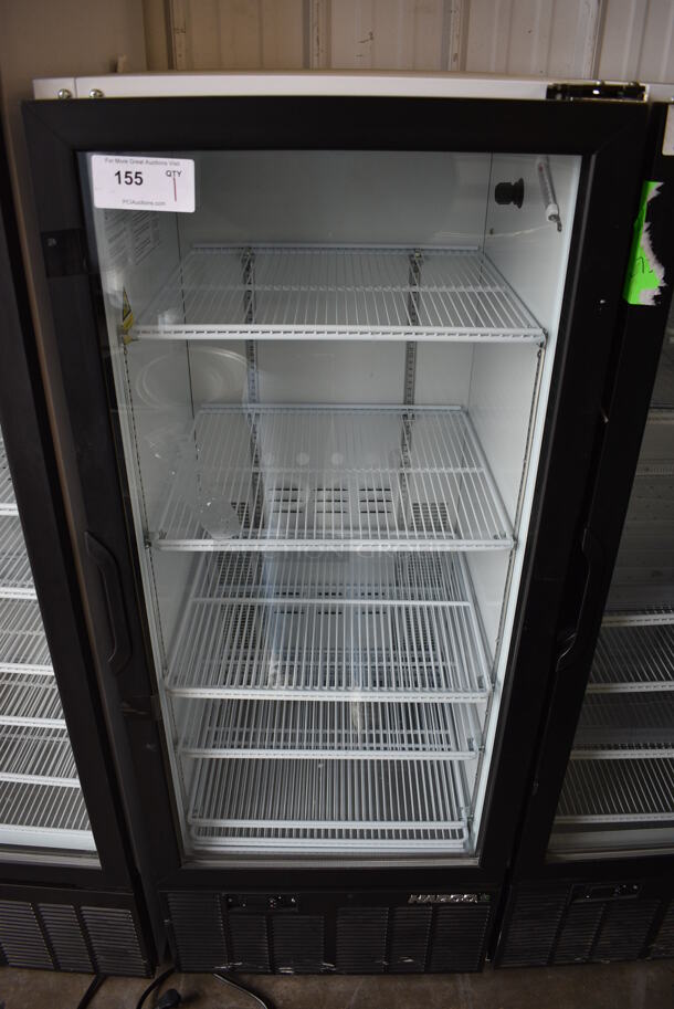 WOW! 2013 Habco Model SE12 Metal Commercial Single Door Reach In Cooler Merchandiser w/ Poly Coated Racks. 115 Volts, 1 Phase. 24x24x62.5. Tested and Working!