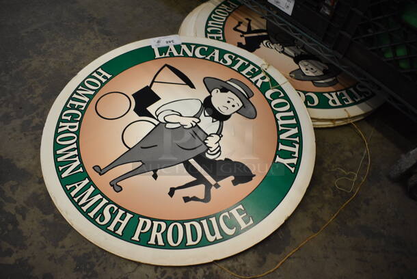 8 Round Lancaster County Homegrown Amish Produce Signs. 30x0.5x30. 8 Times Your Bid! - Image 2 of 5