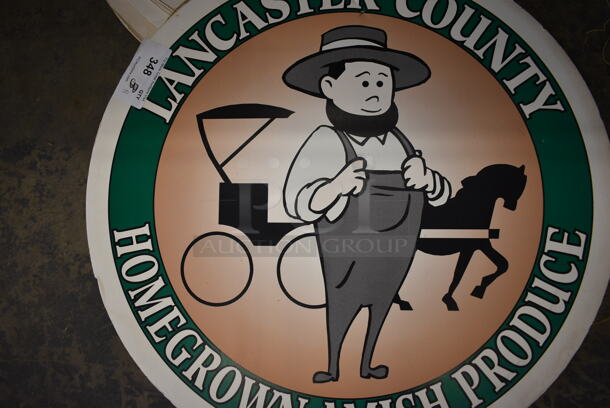 8 Round Lancaster County Homegrown Amish Produce Signs. 30x0.5x30. 8 Times Your Bid! - Image 3 of 5
