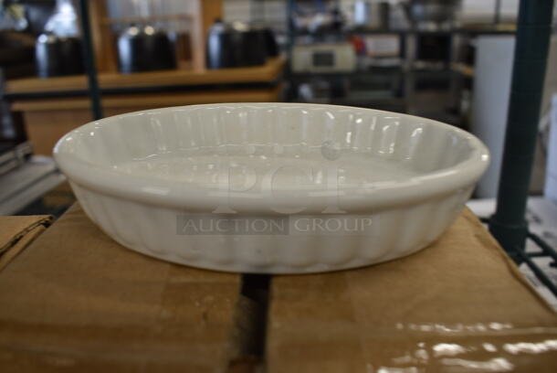 12 BRAND NEW IN BOX! Acopa White Ceramic Fluted Souffle Bowls. 6x4x1. 12 Times Your Bid!