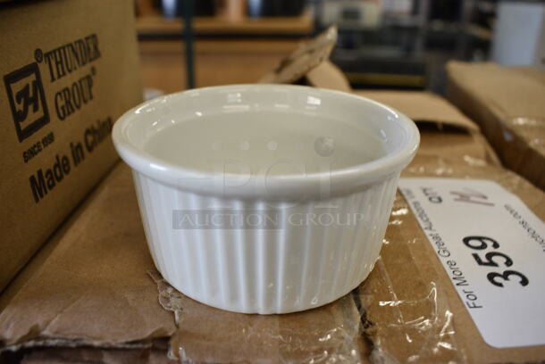 12 BRAND NEW IN BOX! Acopa White Ceramic Fluted Ramekin Bowls. 3.5x3.5x2. 12 Times Your Bid!